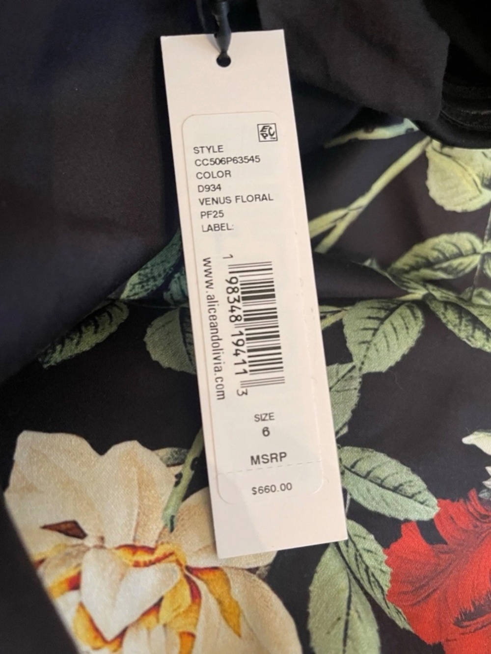 Alice + Olivia Oriana Tie Strap Drop Waist Midi Dress In Venus Floral Sz 6 NWT - Picture 15 of 16